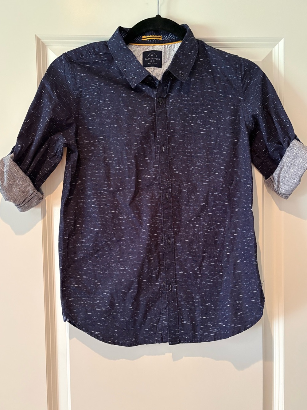 Cactus Navy Blue Heathered Button-Down Shirt